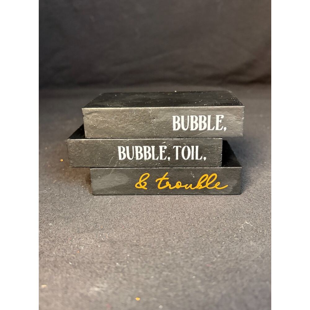 Bubble Bubble Toil & Trouble Wood Sign Stacked Blocks Halloween Shelf Sitter